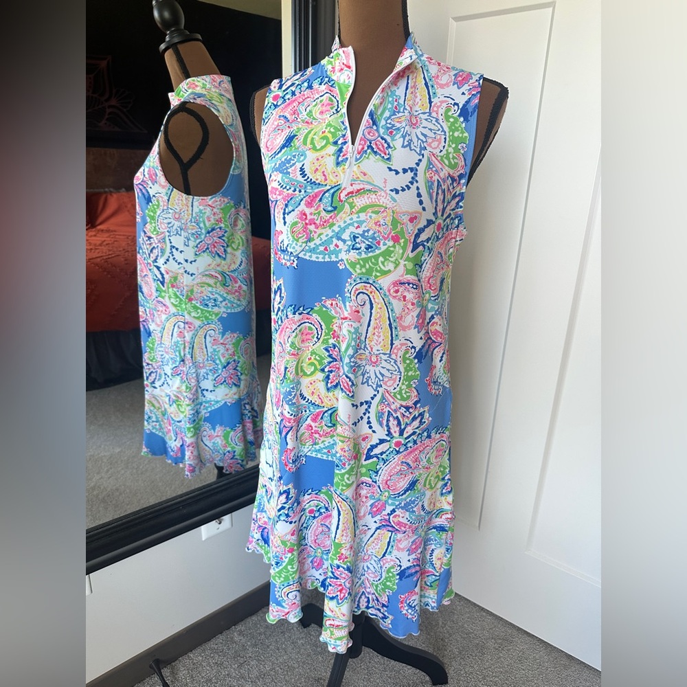 Gottex Polo Zip Collar dress  Size M -
Paisley- Blue Multi -A